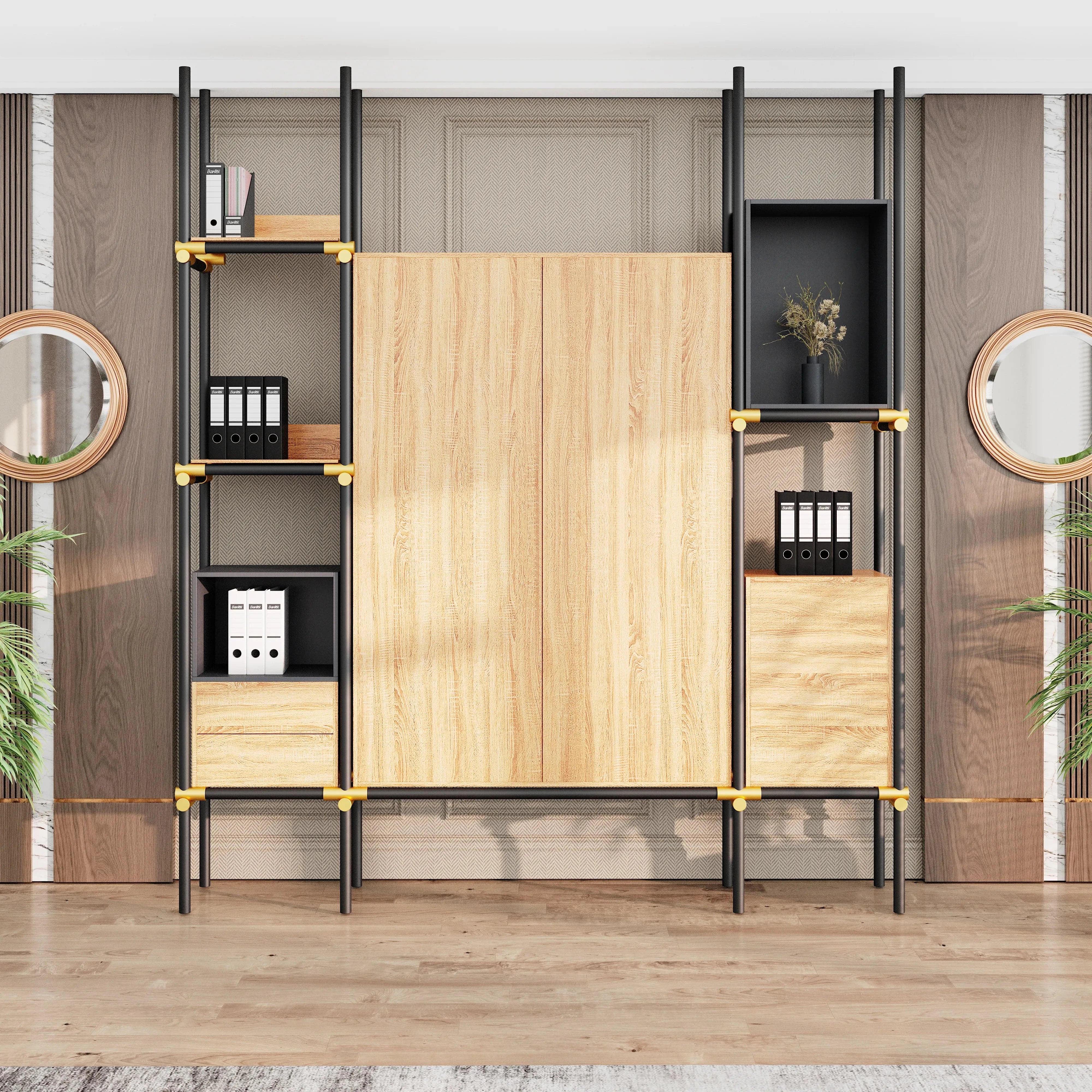 Facet · 95″W Open Display Office Shelves & Cabinet