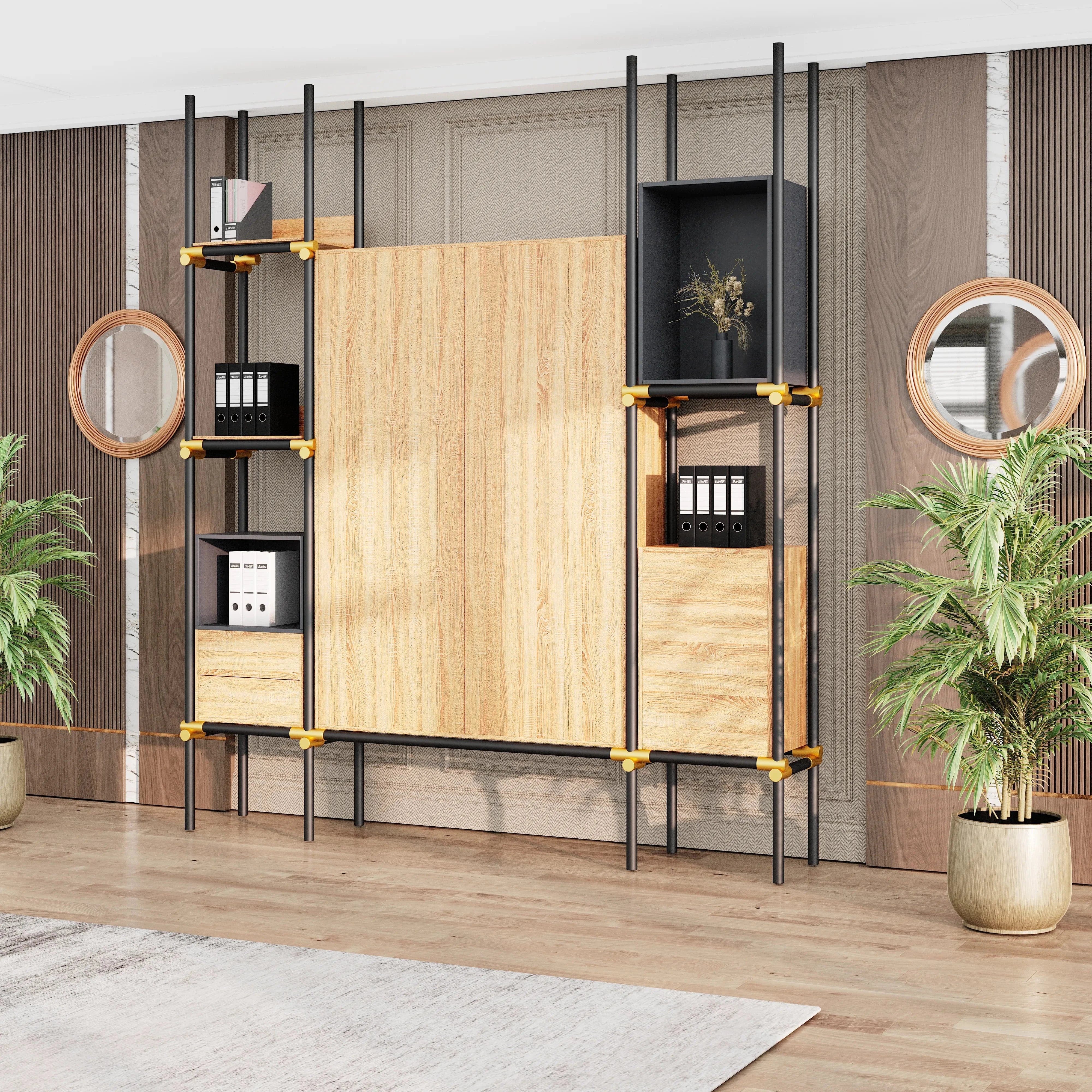 Facet · 95″W Open Display Office Shelves & Cabinet