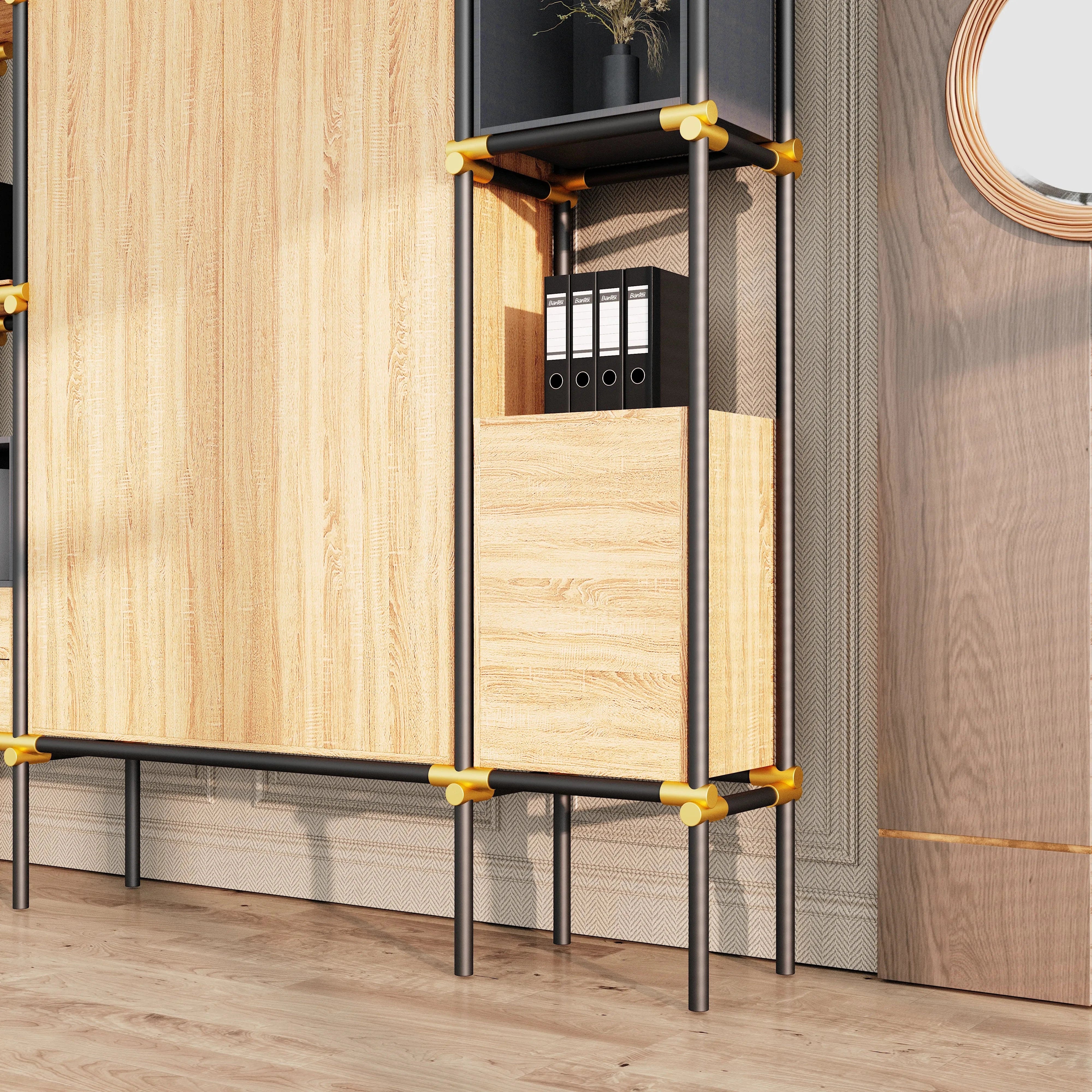Facet · 95″W Open Display Office Shelves & Cabinet