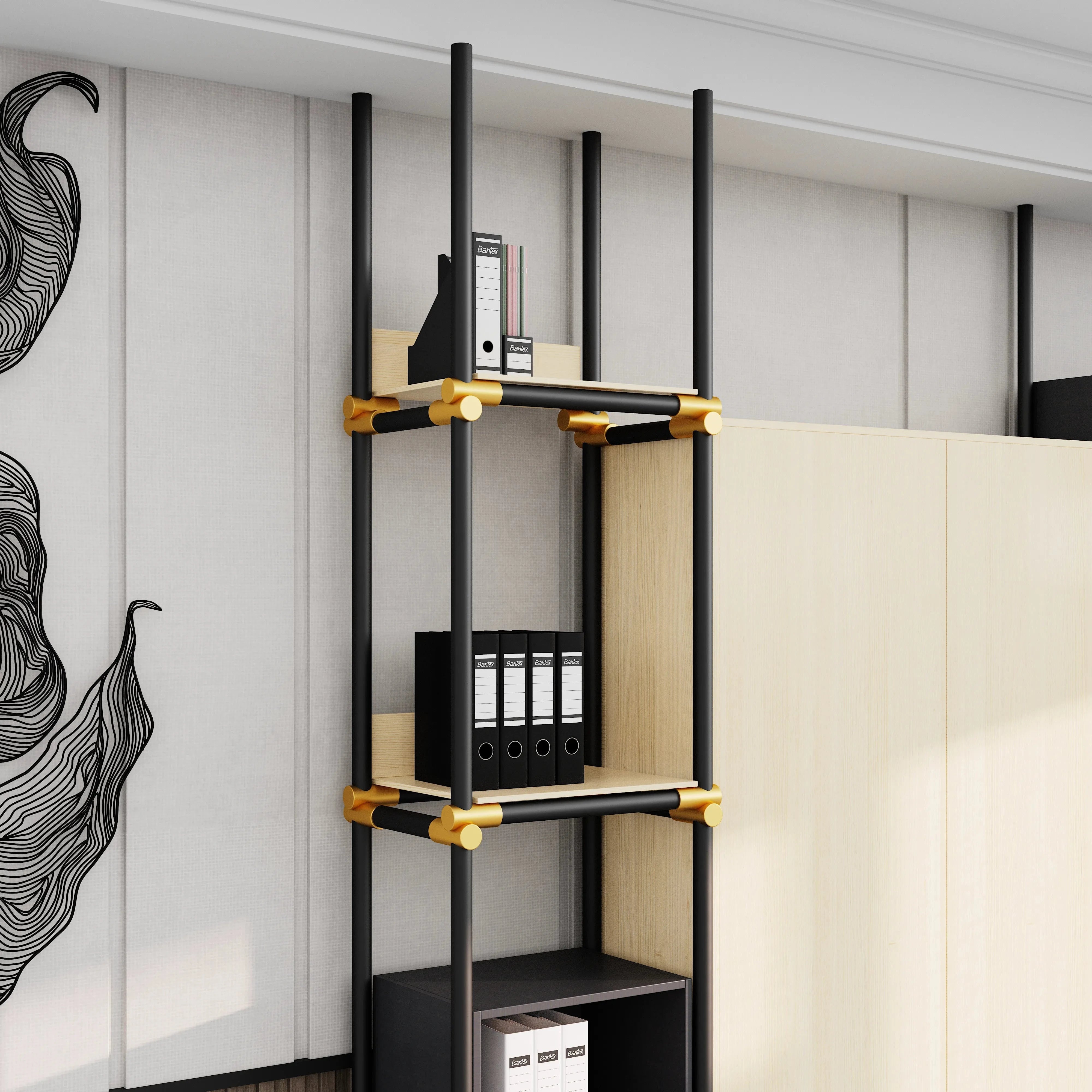 Facet · 95″W Open Display Office Shelves & Cabinet
