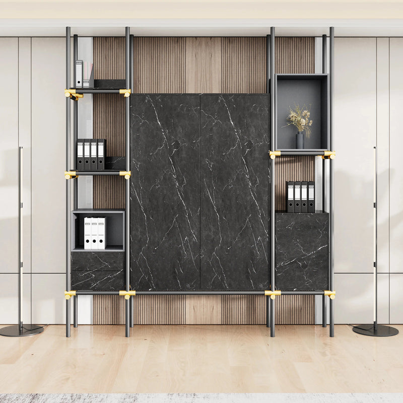 Facet · 95″W Open Display Office Shelves & Cabinet