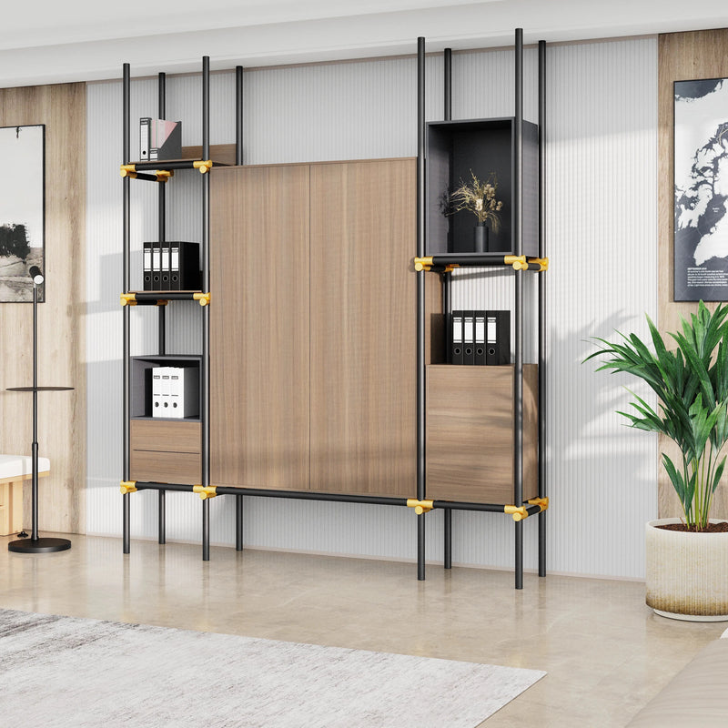 Facet · 95″W Open Display Office Shelves & Cabinet