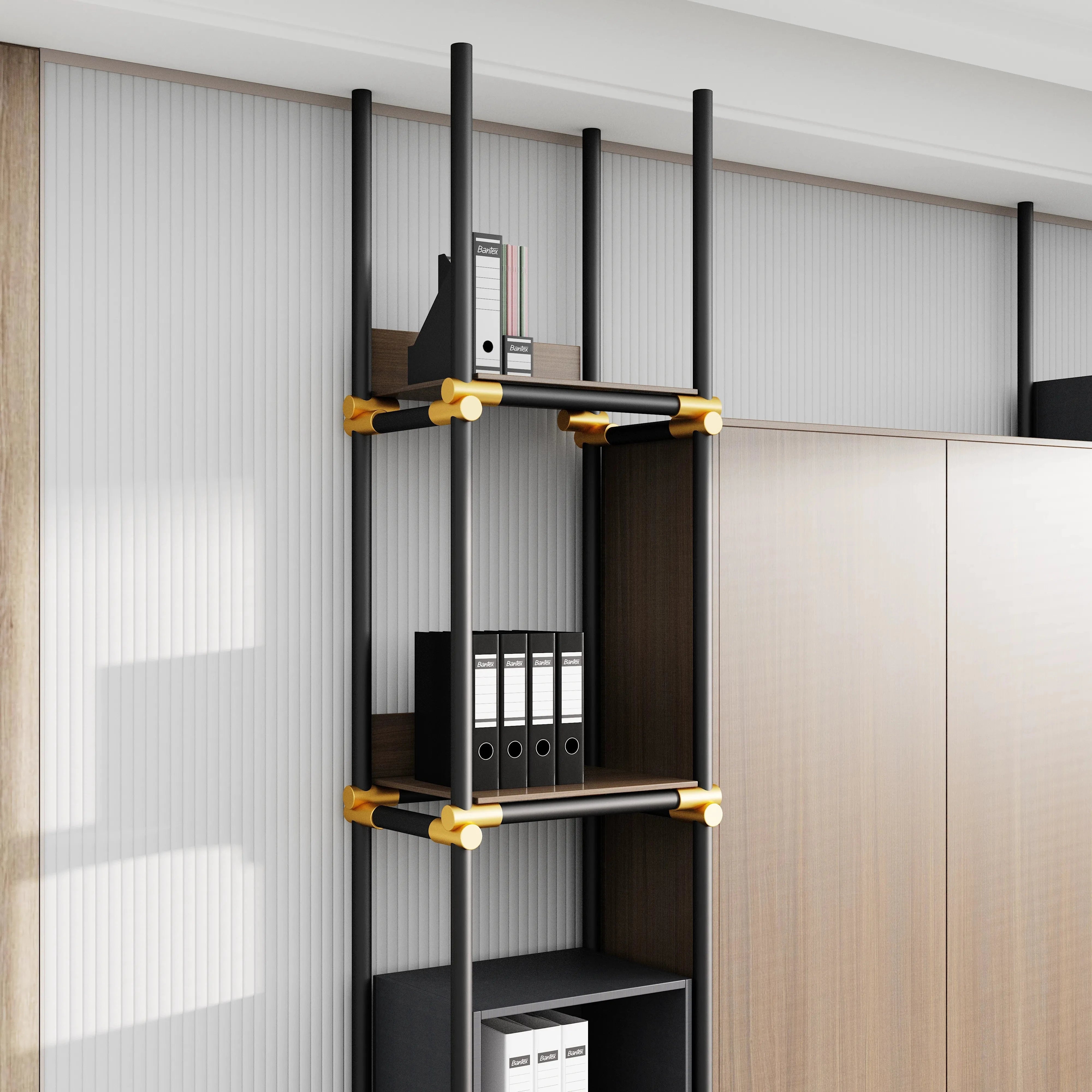 Facet · 95″W Open Display Office Shelves & Cabinet