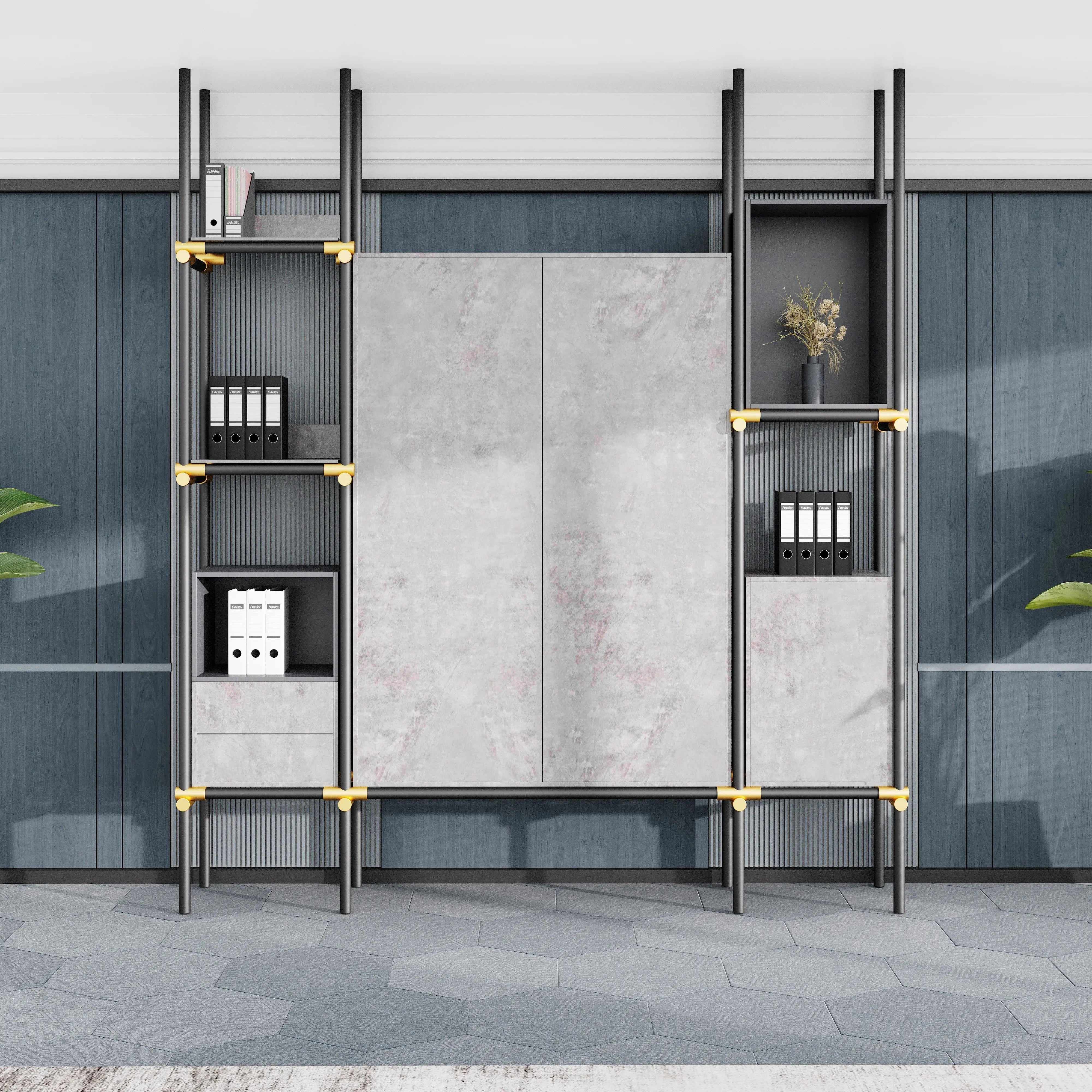 Facet · 95″W Open Display Office Shelves & Cabinet
