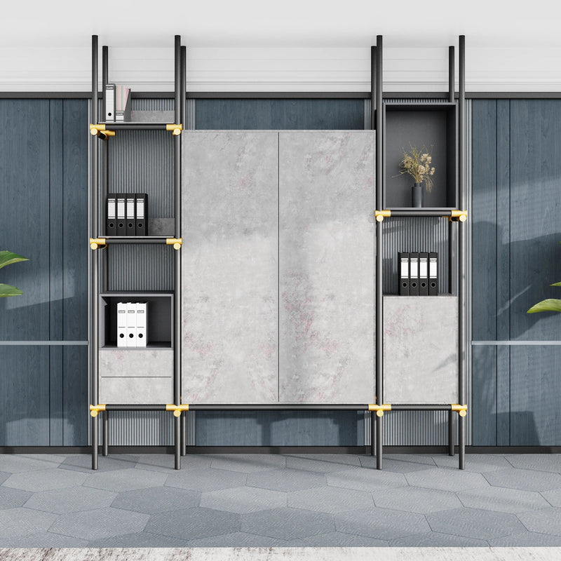 Facet · 95″W Open Display Office Shelves & Cabinet