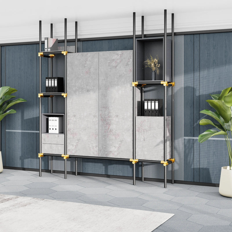 Facet · 95″W Open Display Office Shelves & Cabinet