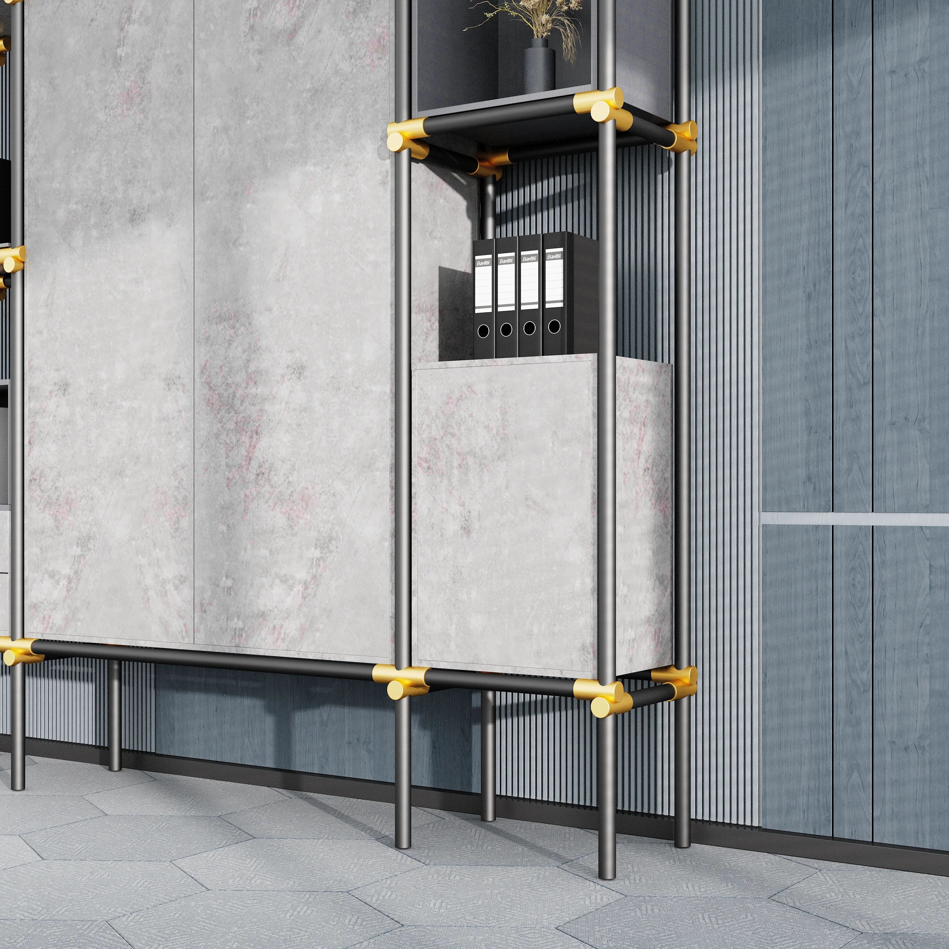 Facet · 95″W Open Display Office Shelves & Cabinet