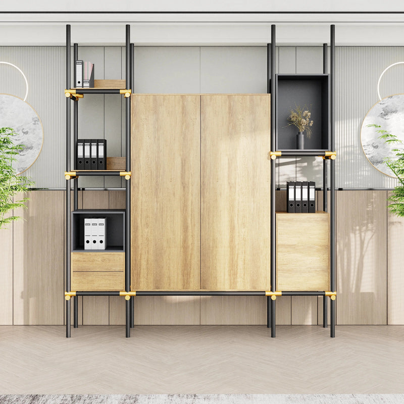Facet · 95″W Open Display Office Shelves & Cabinet