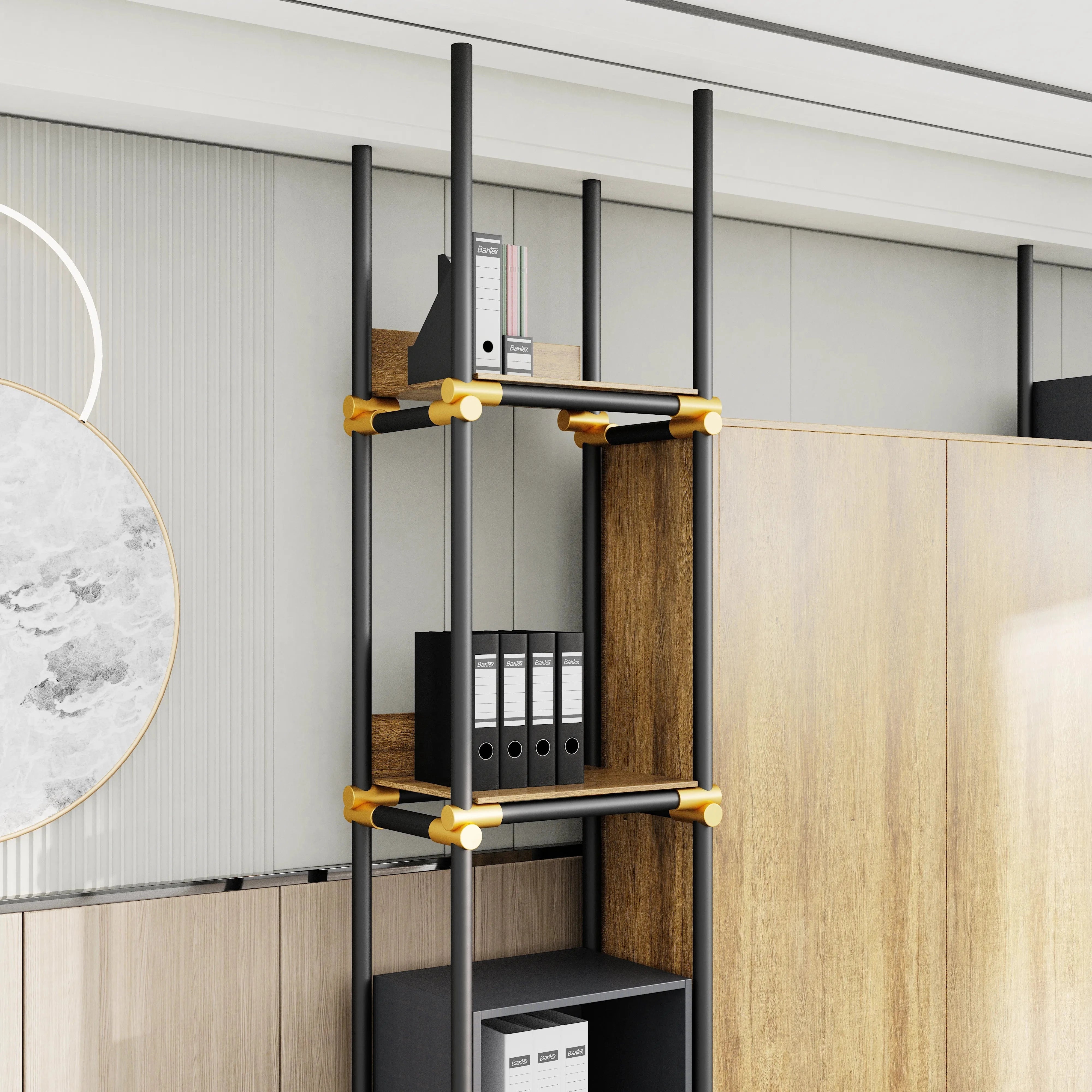 Facet · 95″W Open Display Office Shelves & Cabinet