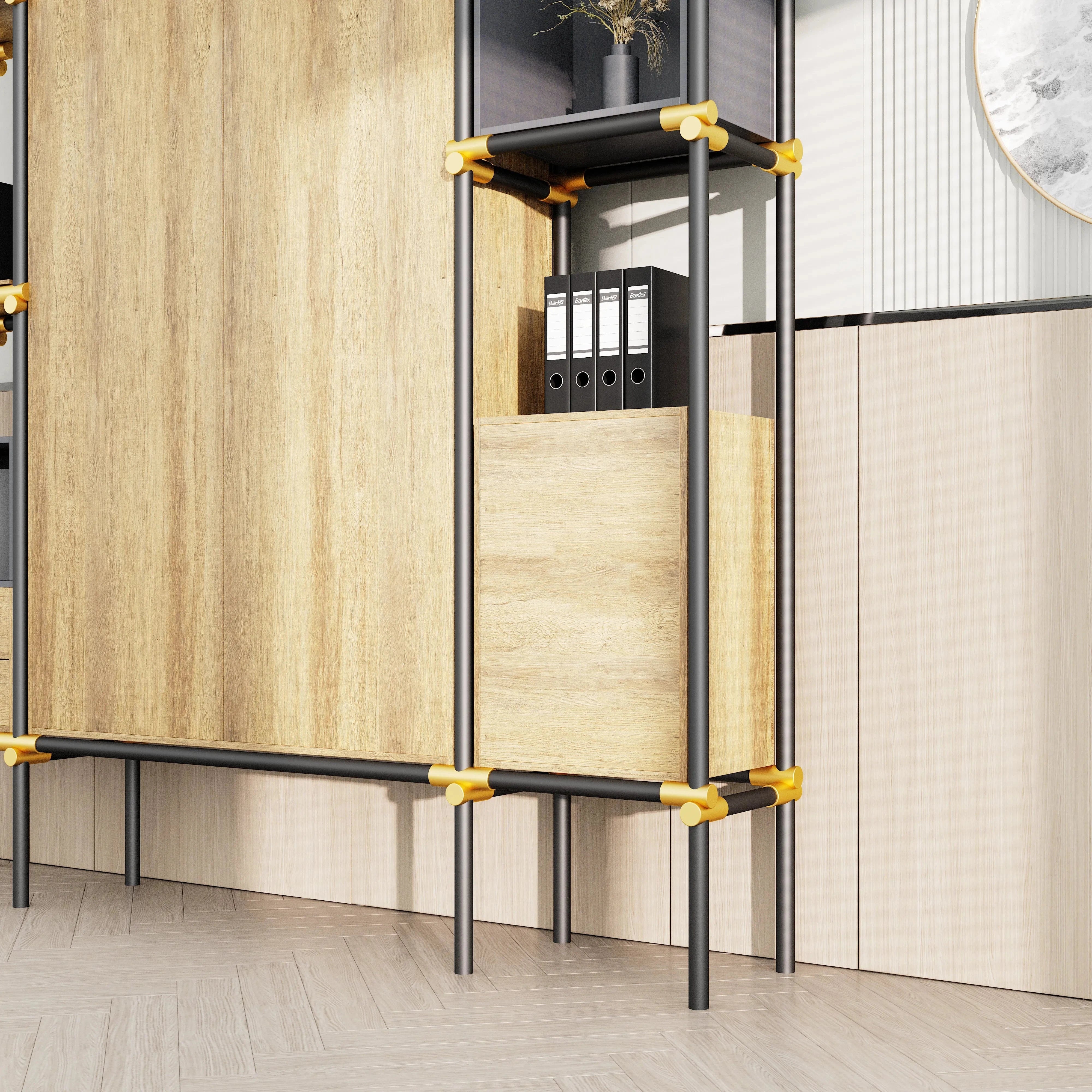 Facet · 95″W Open Display Office Shelves & Cabinet