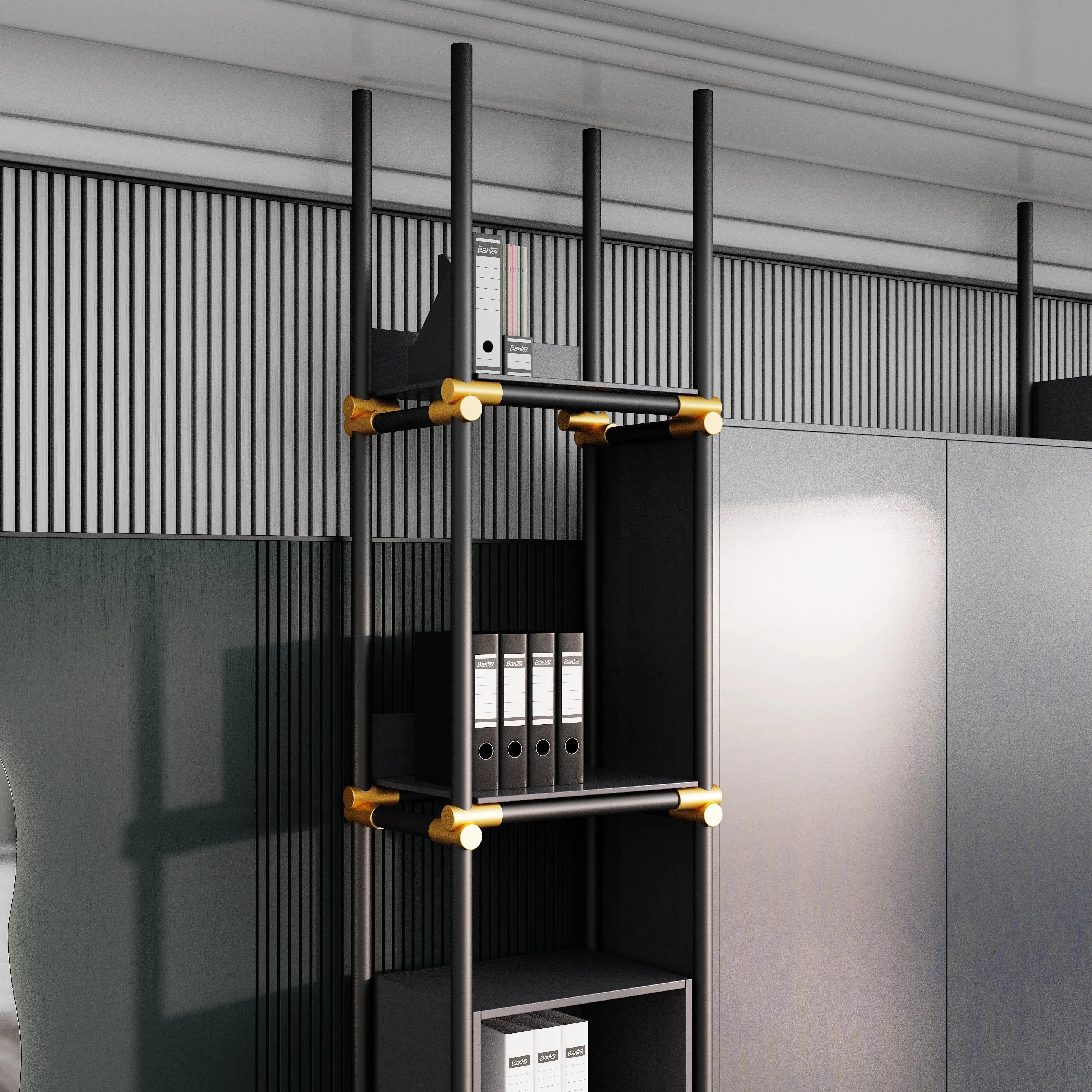 Facet · 95″W Open Display Office Shelves & Cabinet