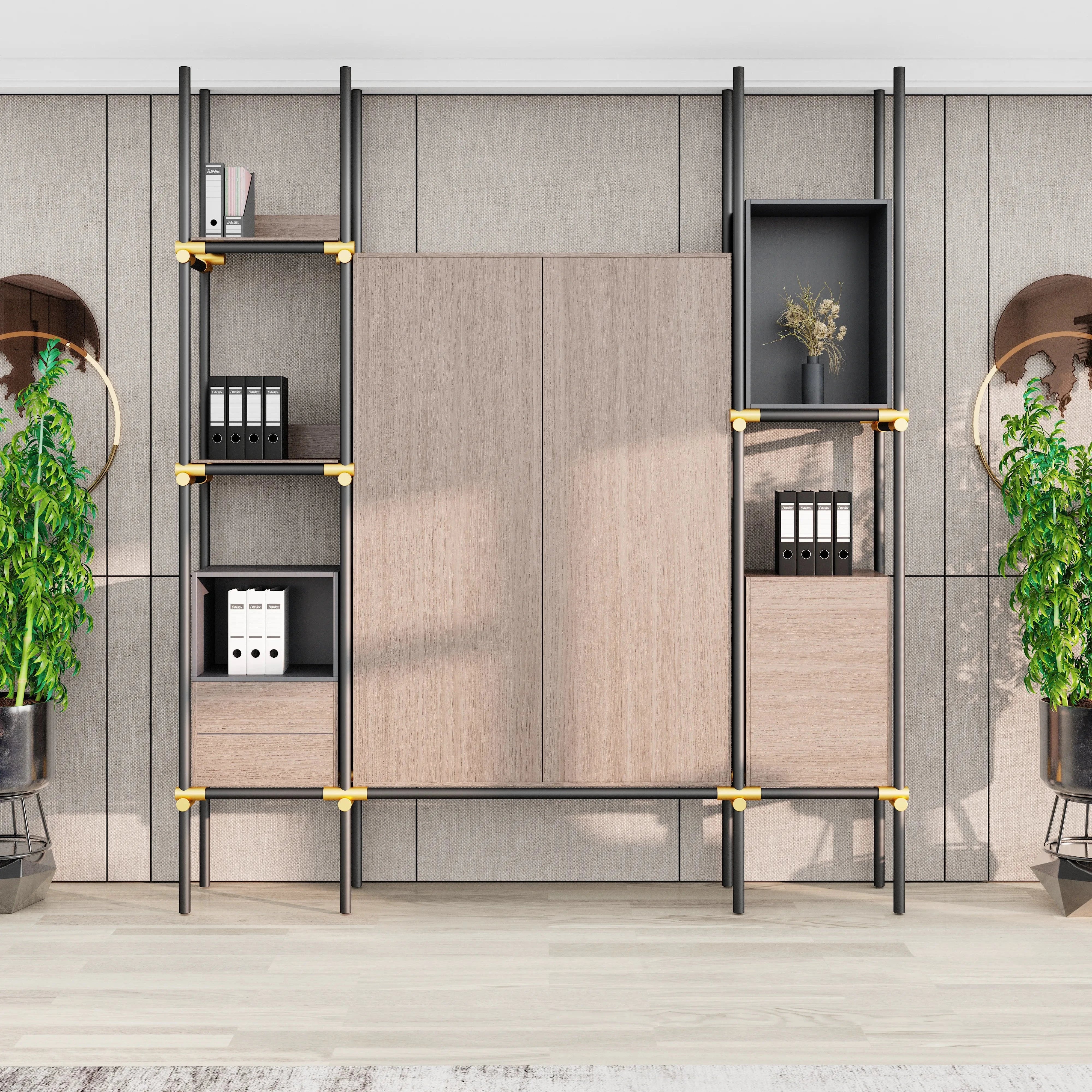 Facet · 95″W Open Display Office Shelves & Cabinet