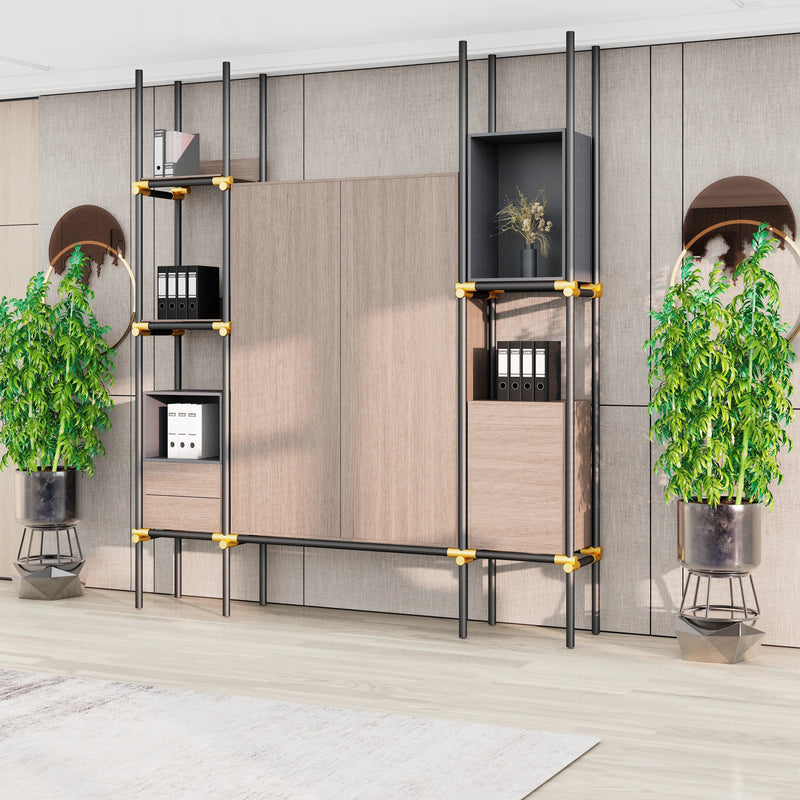 Facet · 95″W Open Display Office Shelves & Cabinet