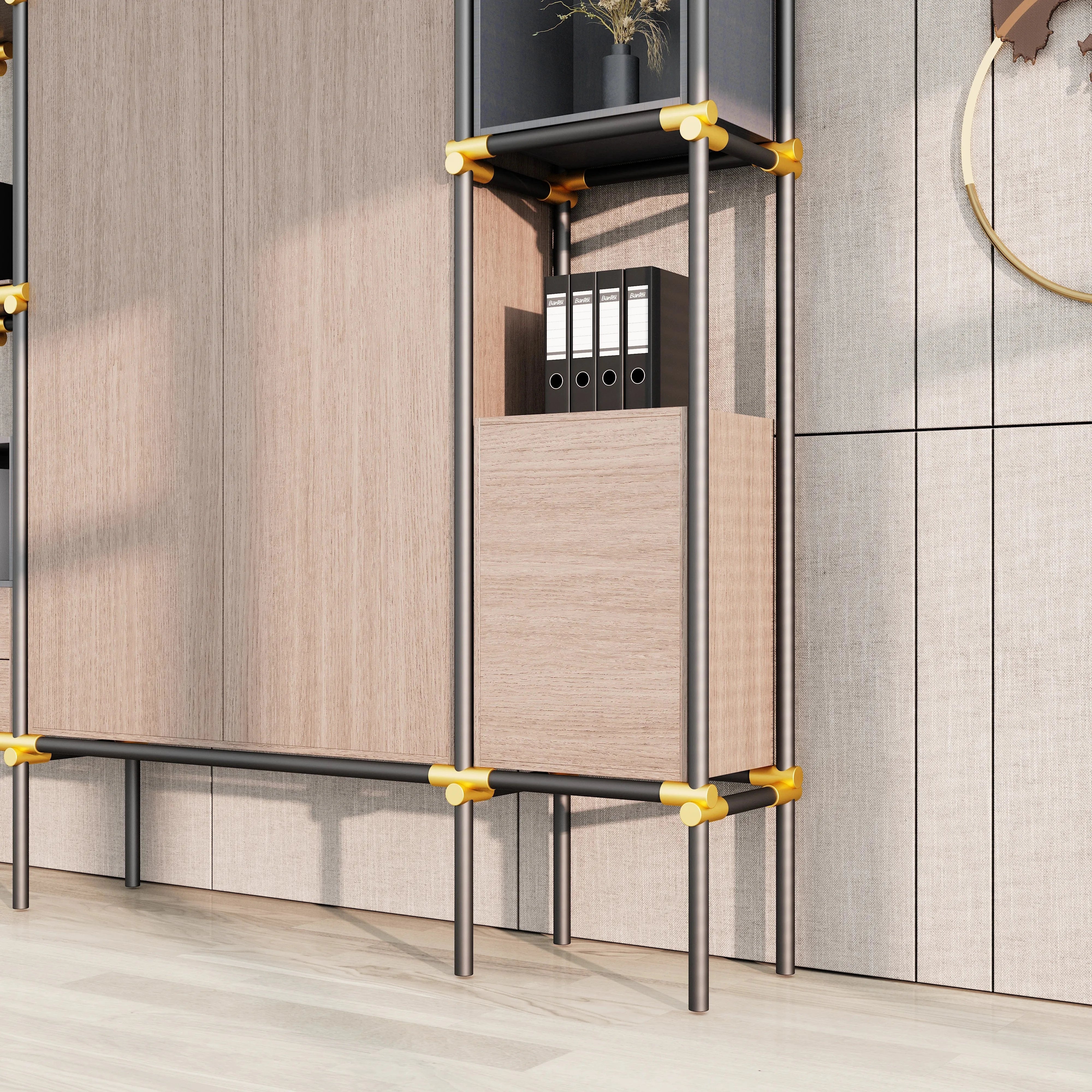 Facet · 95″W Open Display Office Shelves & Cabinet