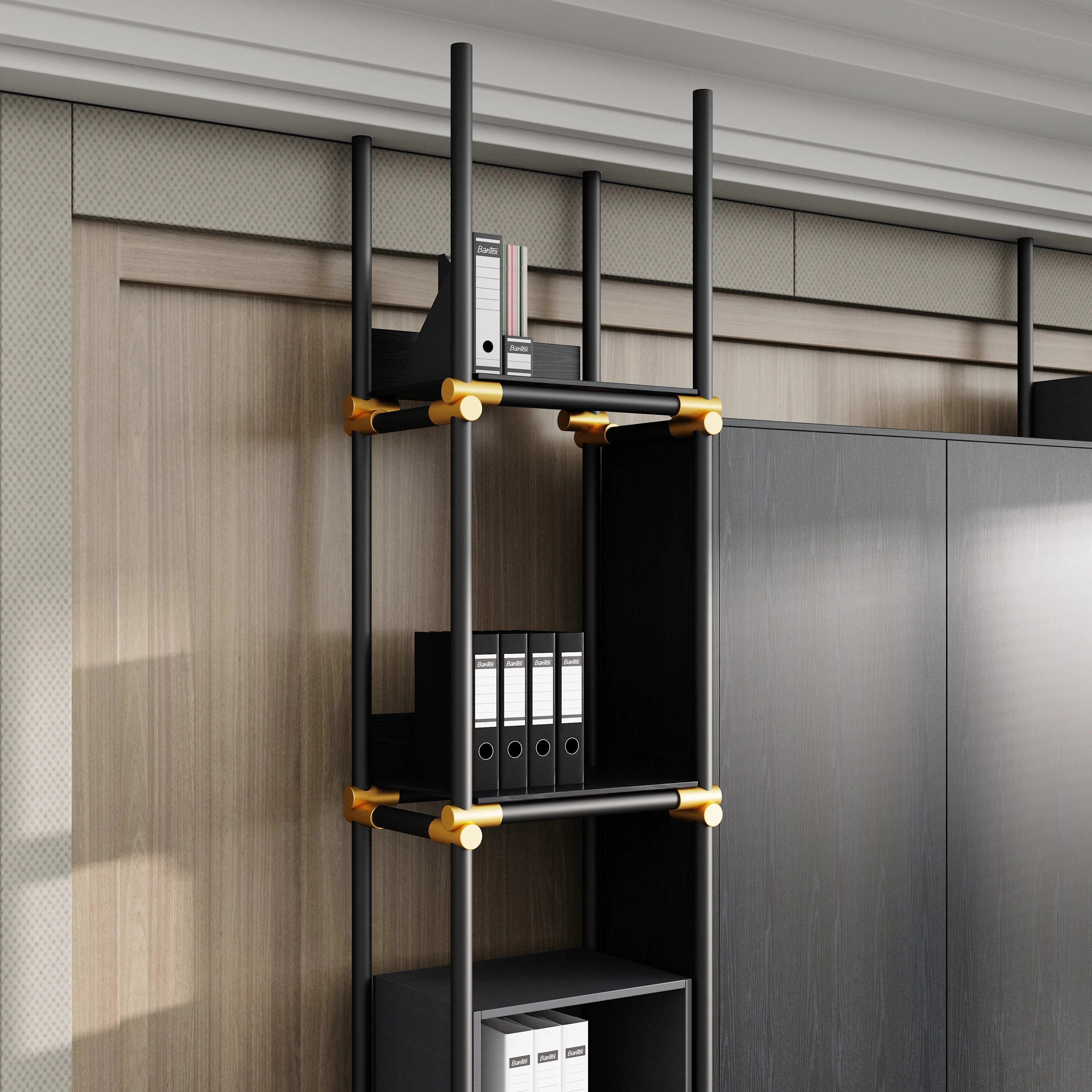 Facet · 95″W Open Display Office Shelves & Cabinet