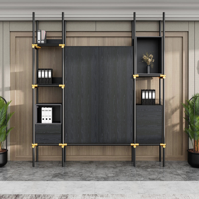 Facet · 95″W Open Display Office Shelves & Cabinet