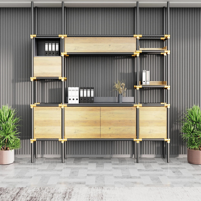 Facet · 95″W Open Display Office Shelves & Cabinet