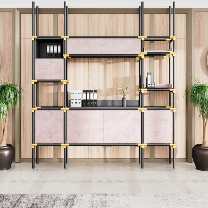 Facet · 95″W Open Display Office Shelves & Cabinet