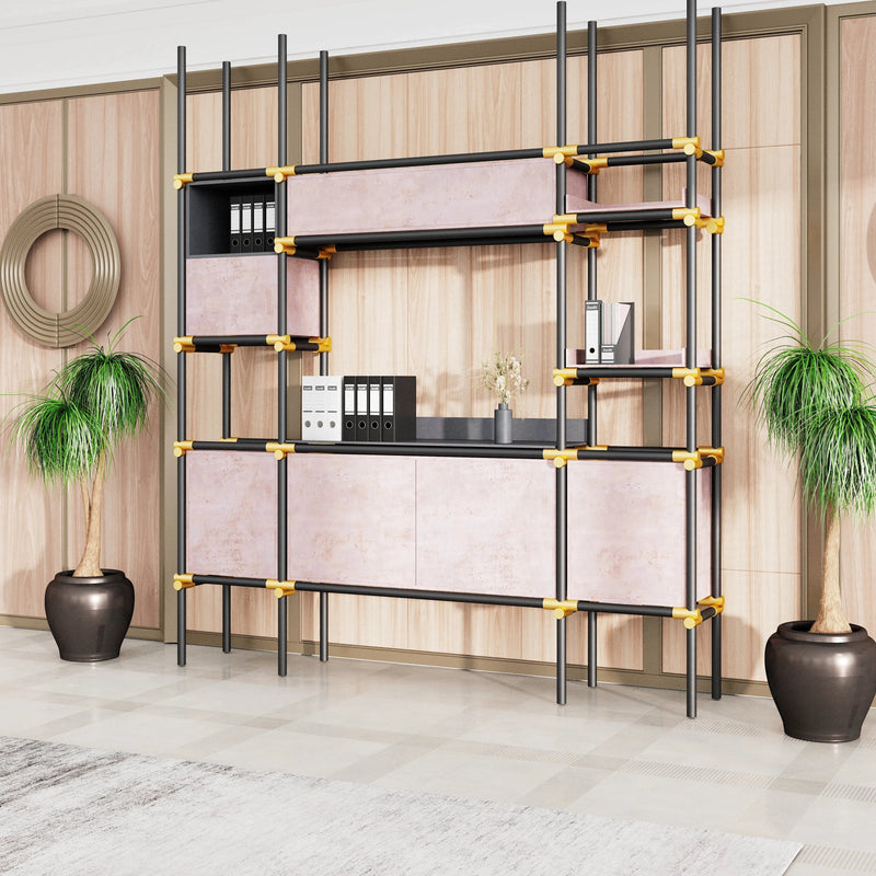 Facet · 95″W Open Display Office Shelves & Cabinet