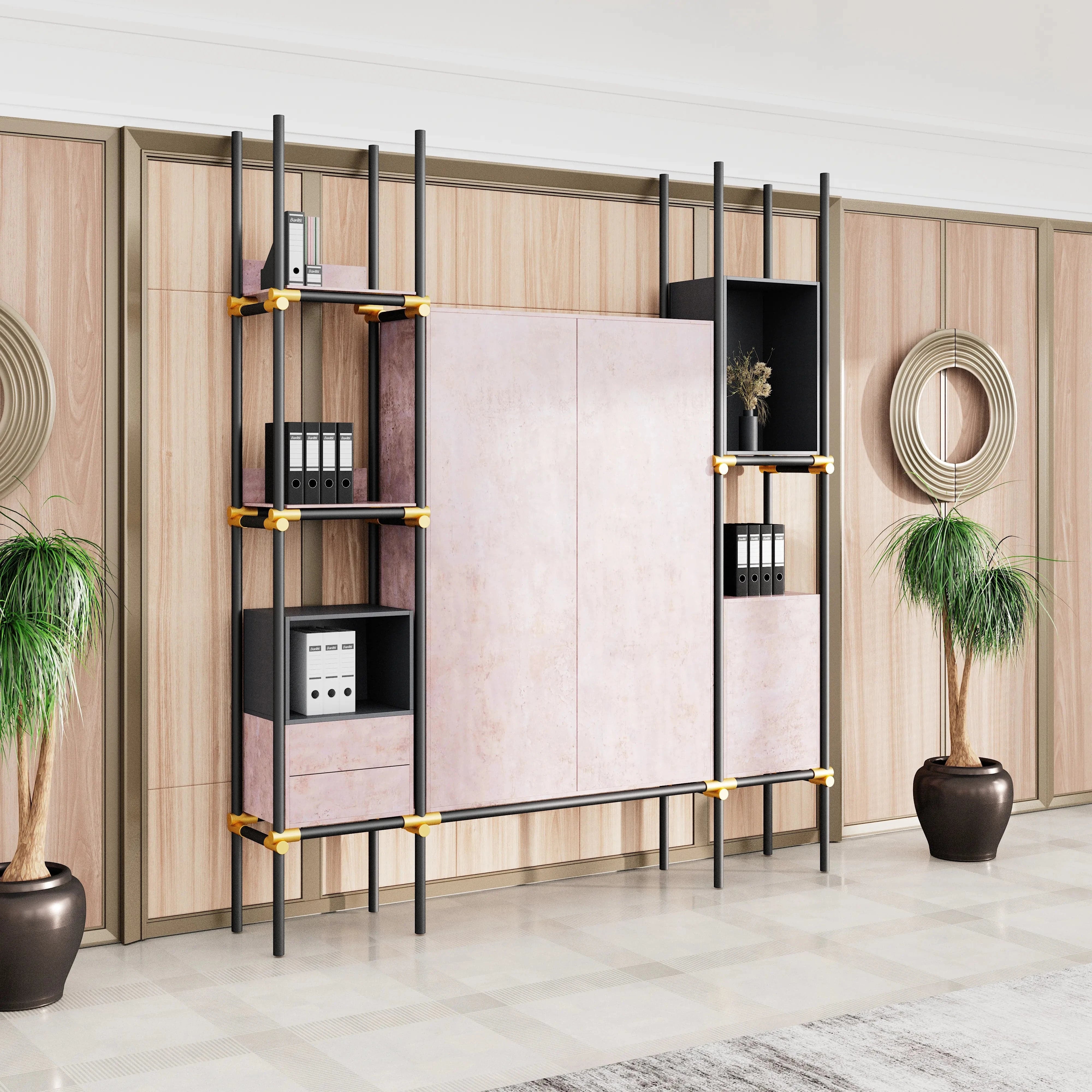 Facet · 95″W Open Display Office Shelves & Cabinet