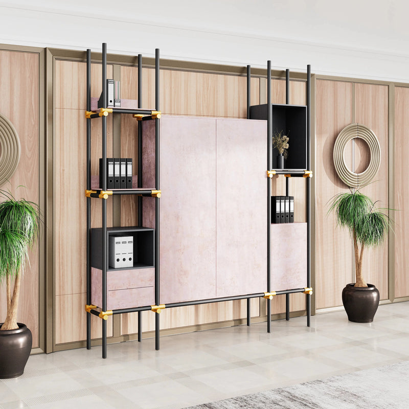 Facet · 95″W Open Display Office Shelves & Cabinet