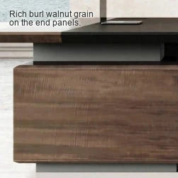 Frisco burl walnut end panel grain, macro view