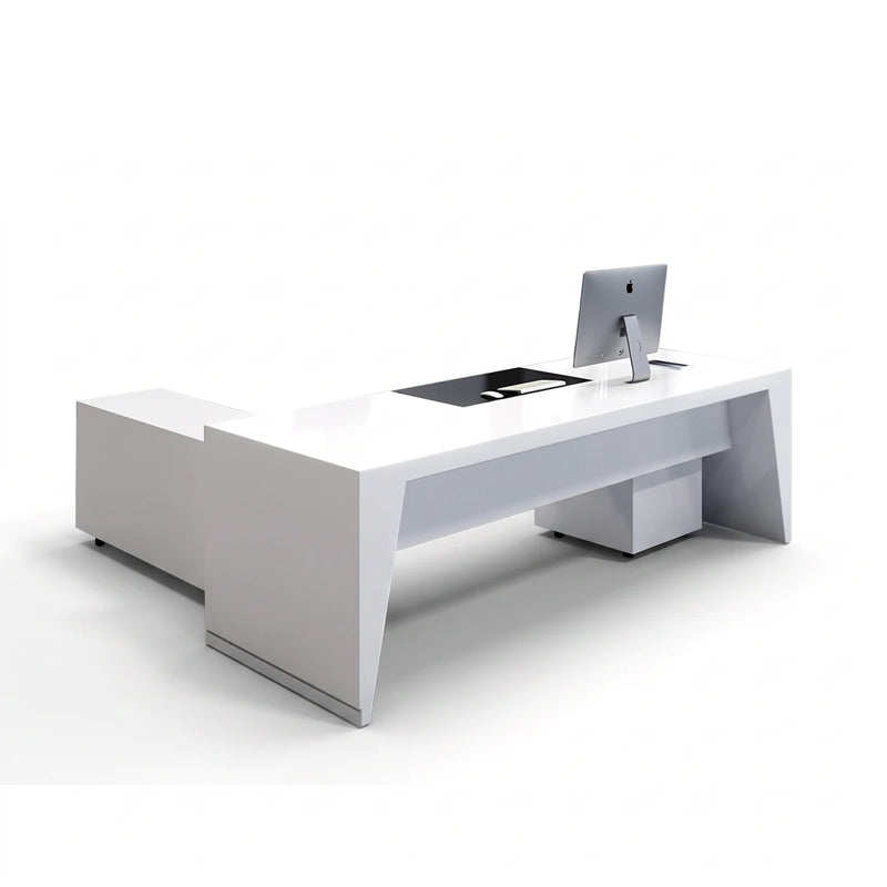 Newton desk with sculpted base, rear studio view