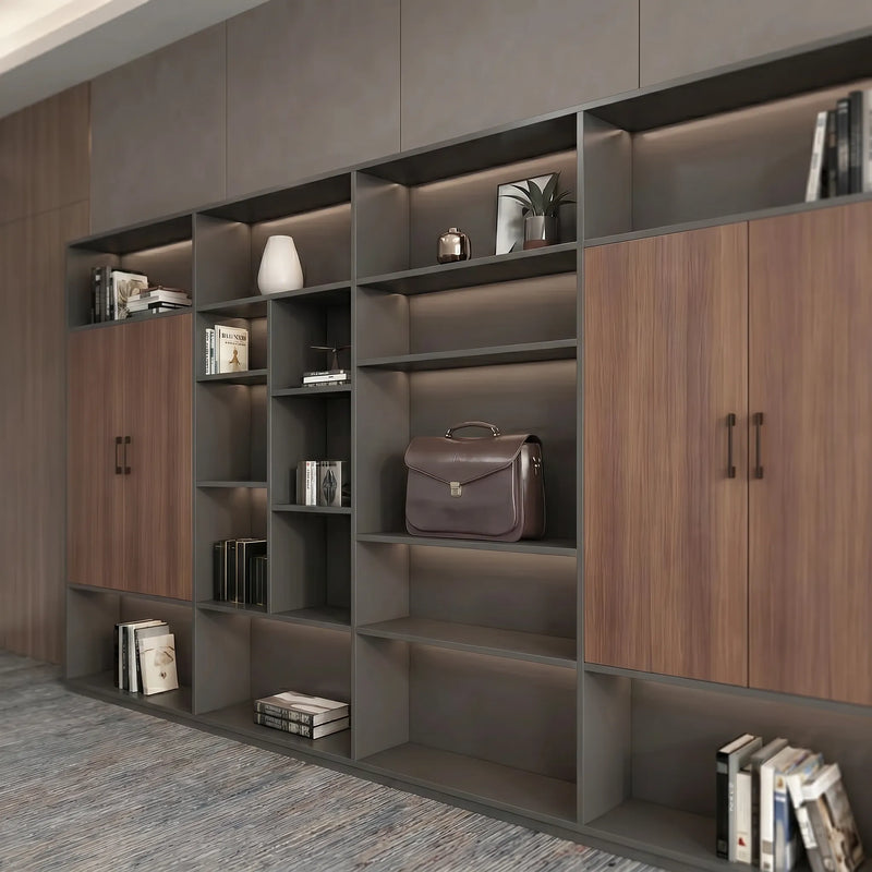 August · Office Shelves w/ Integrated Lighting & Storage