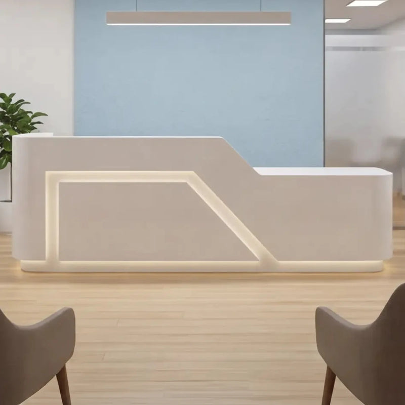 Solenne front desk, left configuration, in a clinic waiting room