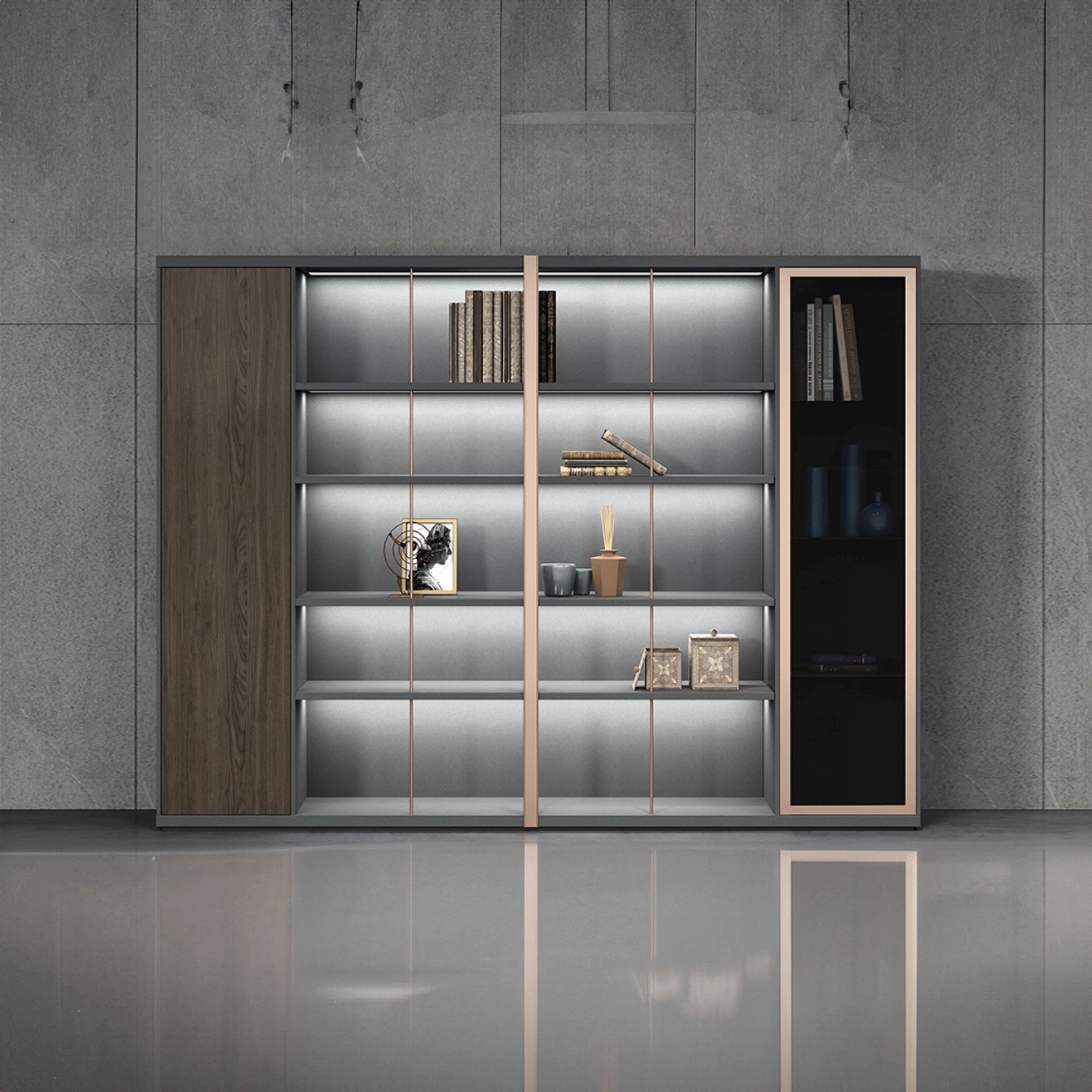 Biblioteca de pared abierta Hannah de 95 a 126