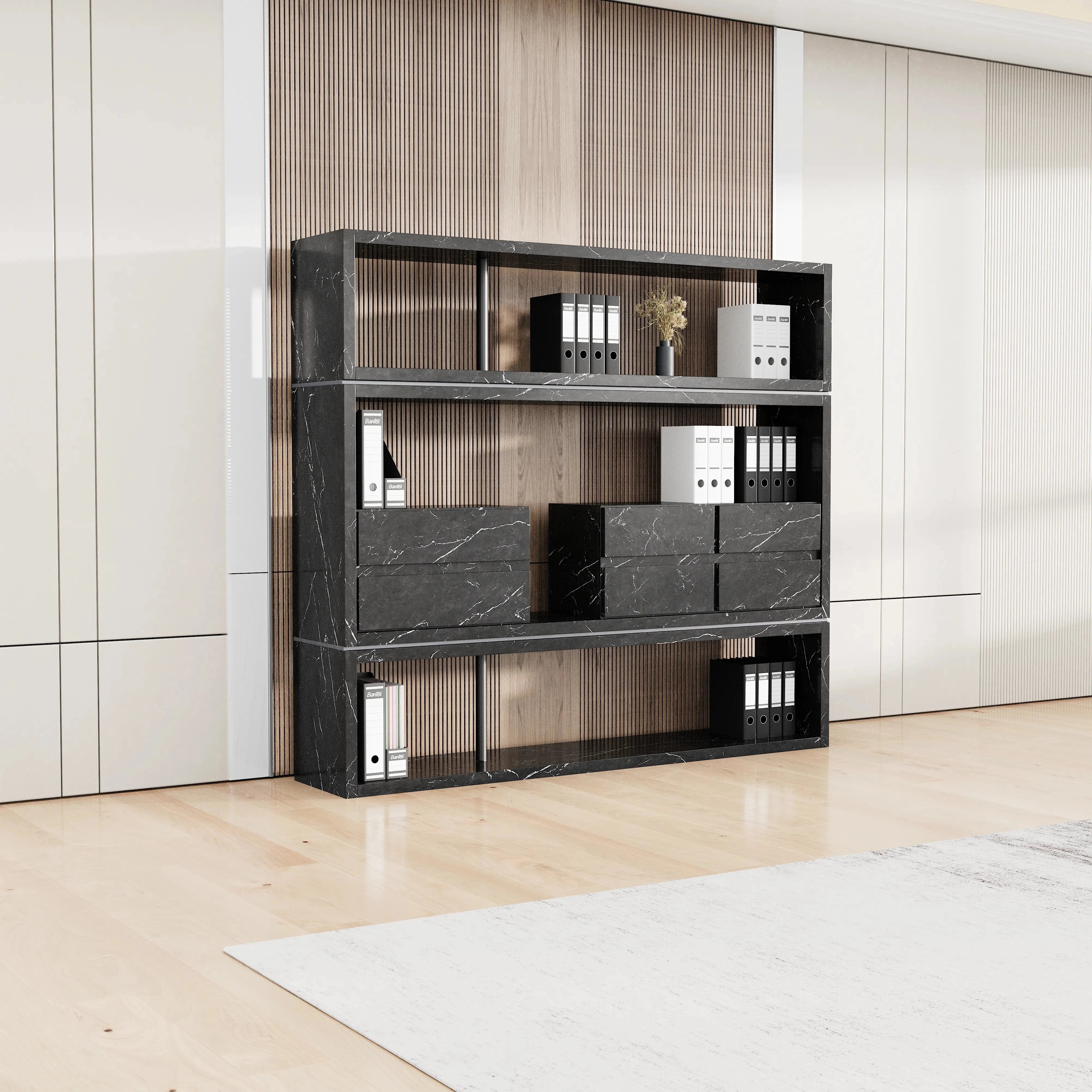 Hennessy · 79″W Open Display Office Shelves