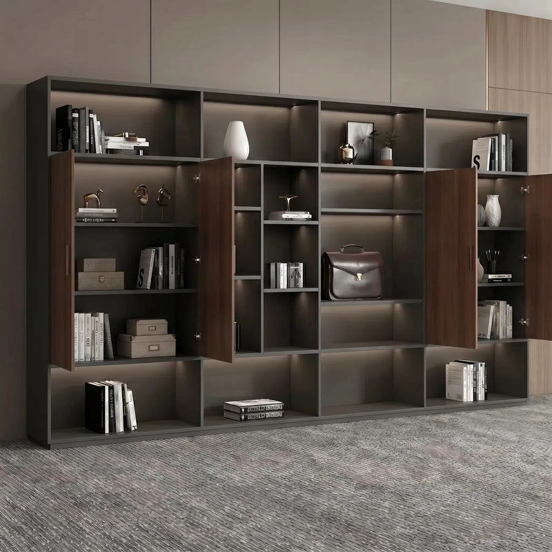 August · Office Shelves w/ Integrated Lighting & Storage