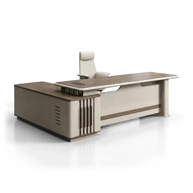Pembry desk in walnut and cream with slatted column