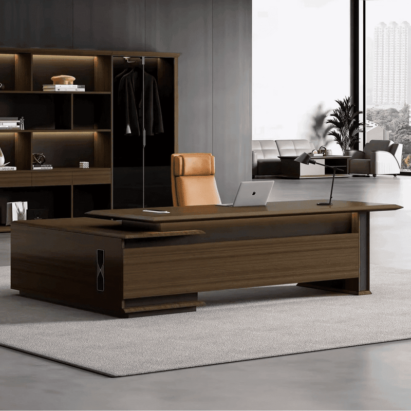 June · Modern L-Shaped Executive Desk