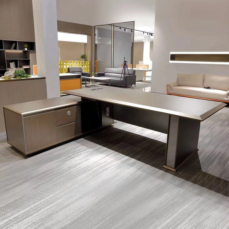 June · Modern L-Shaped Executive Desk