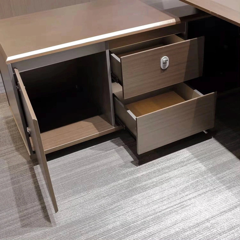 June · Modern L-Shaped Executive Desk