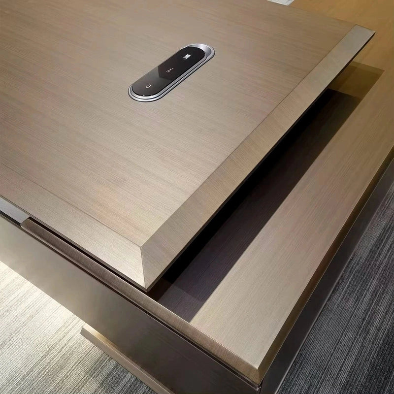 June · Modern L-Shaped Executive Desk
