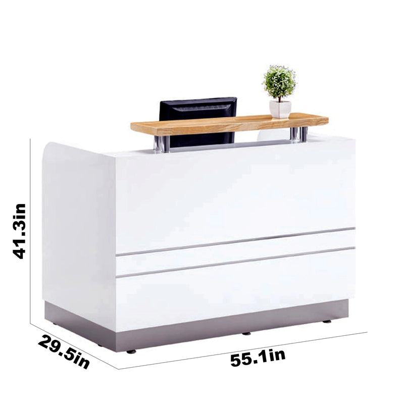 Escritorio de recepción rectangular blanco de 55