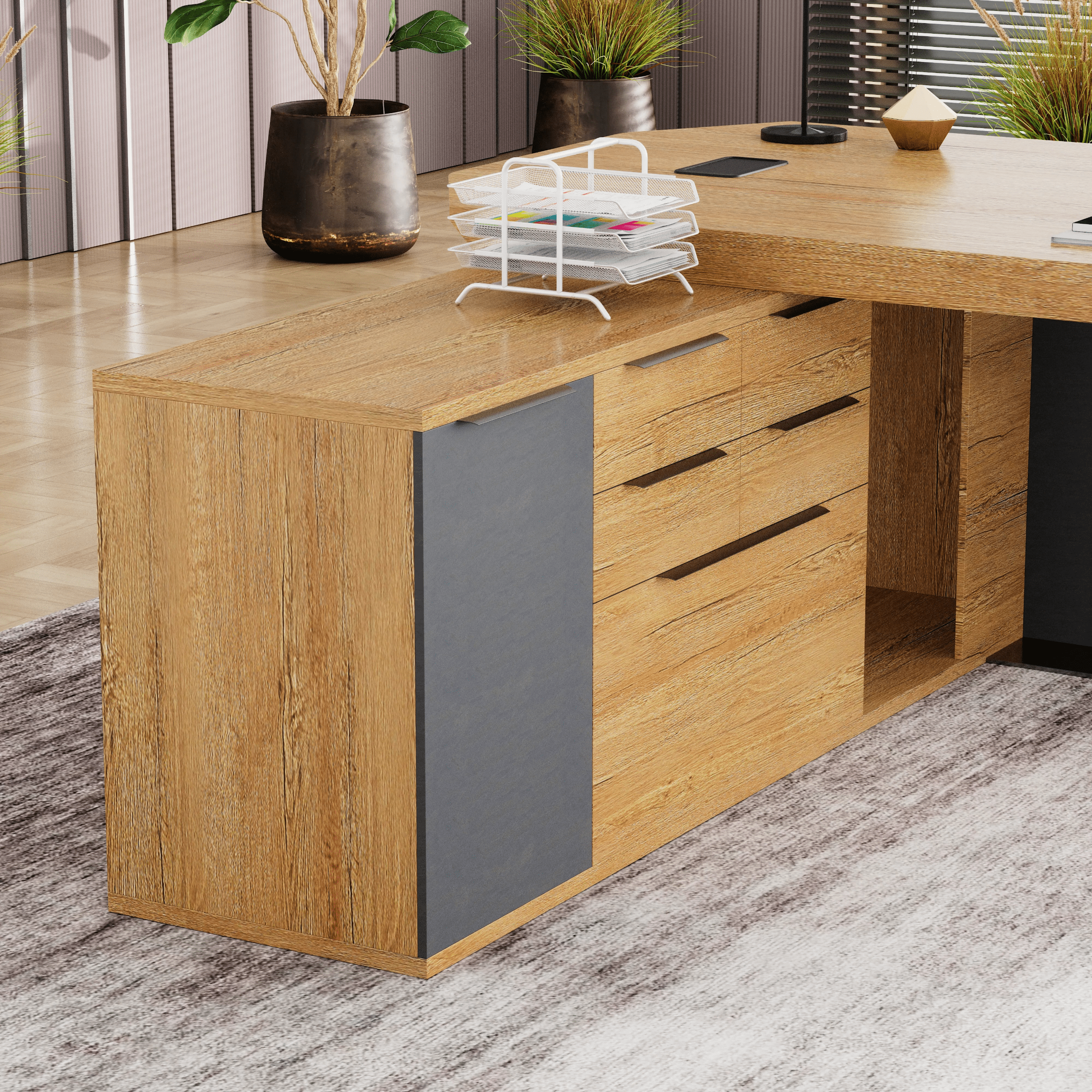 Khloe · Modern L-Shaped Executive Desk
