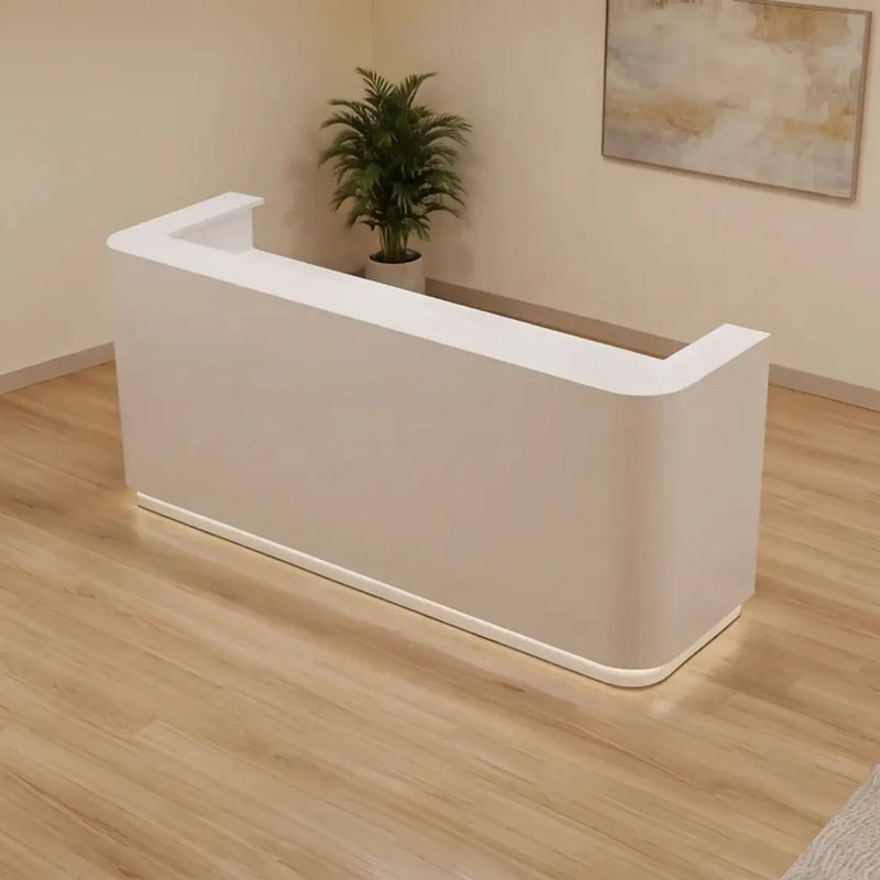 Arlune desk with wraparound counter in a clinic waiting room