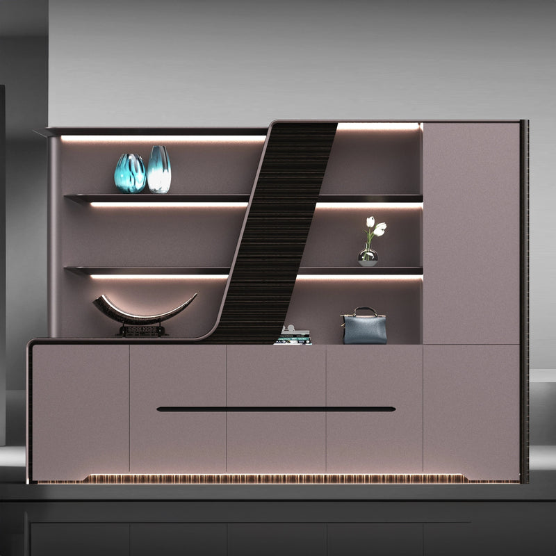 Lucia · Modern Office Shelves w/ Lighting & Storage