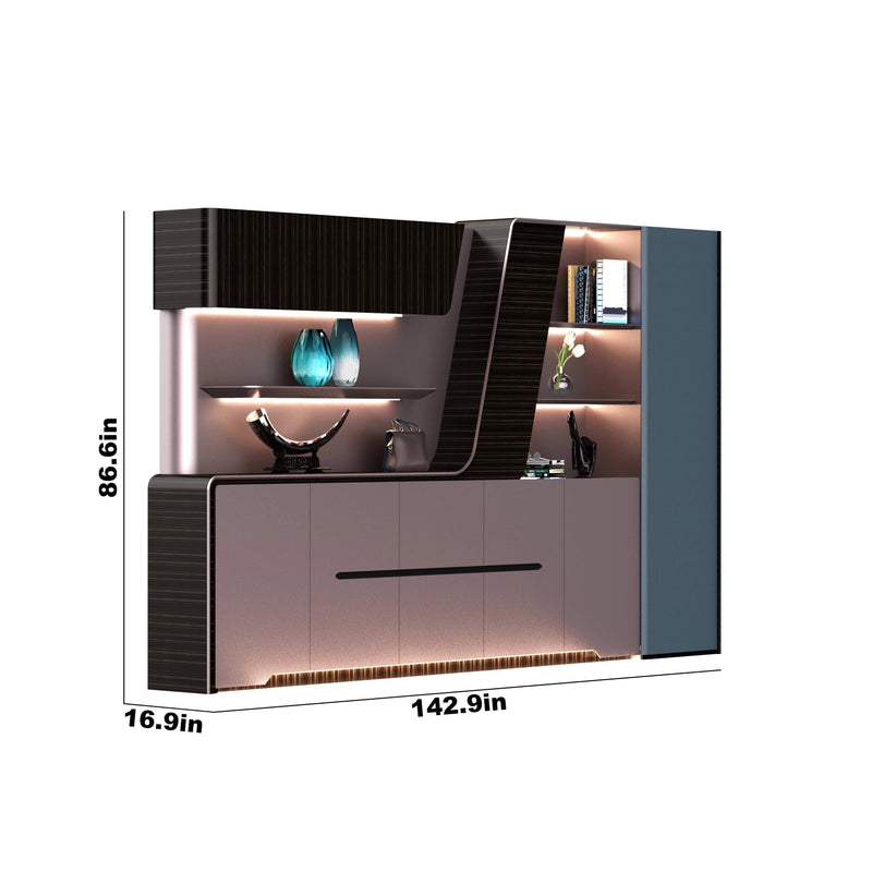 Lucia · Modern Office Shelves w/ Lighting & Storage