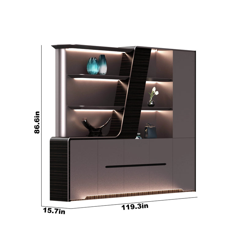 Lucia · Modern Office Shelves w/ Lighting & Storage