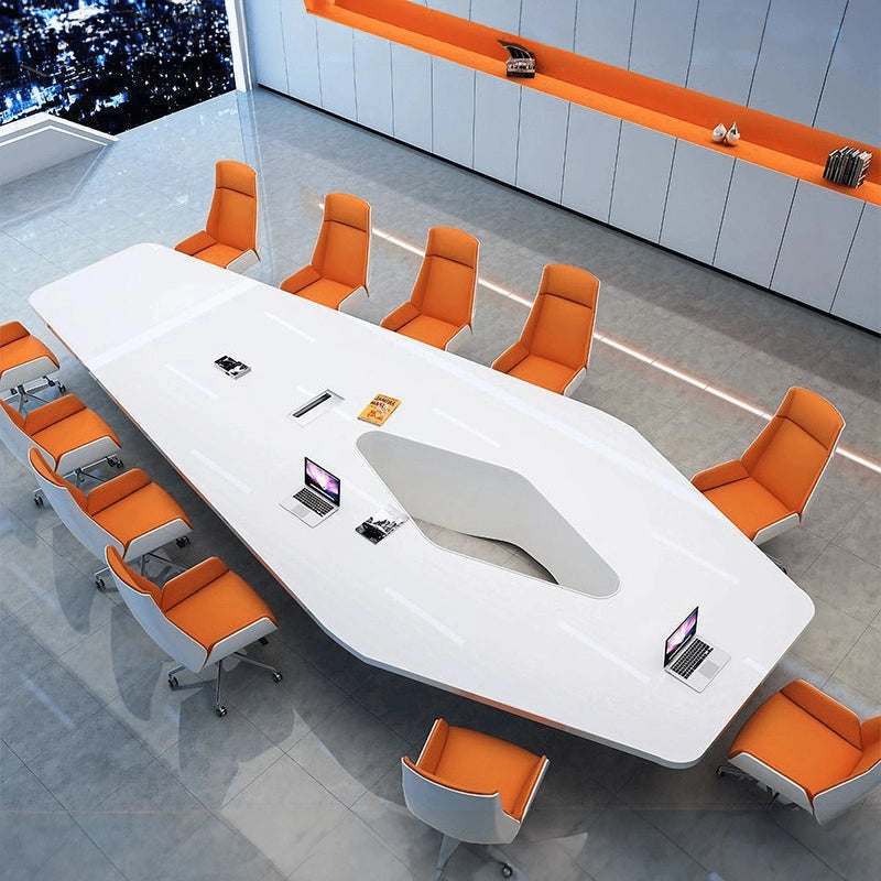 Lyra · Tapered Hexagonal Conference Table, White