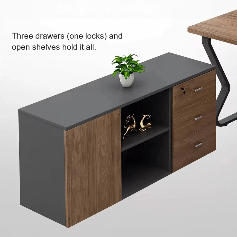 Patton credenza with keyed drawers and open shelf