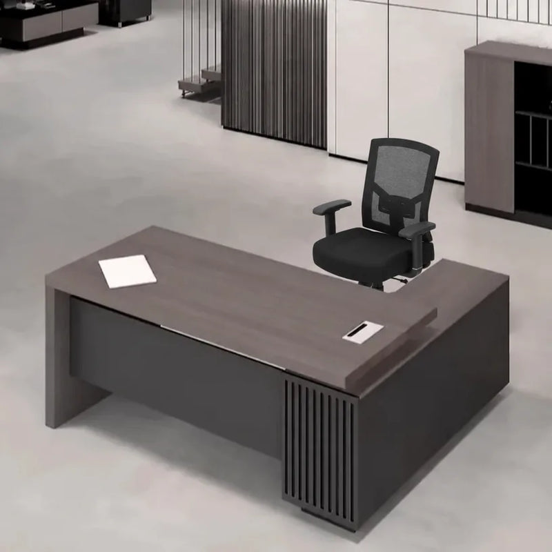 Mercer desk, left return, overhead view with task chair
