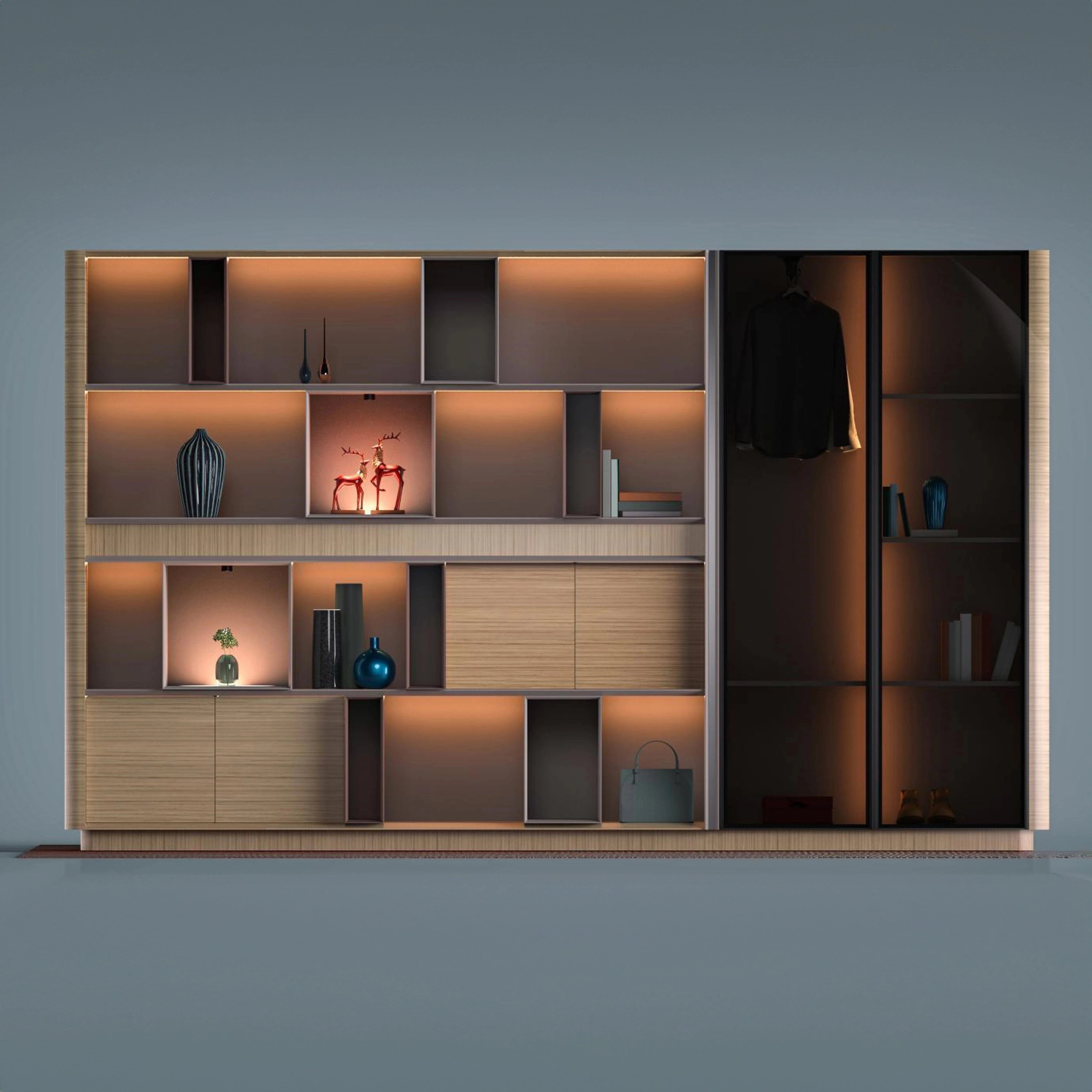 Michelangelo · 150″ Office Shelves w/ Integrated Lighting