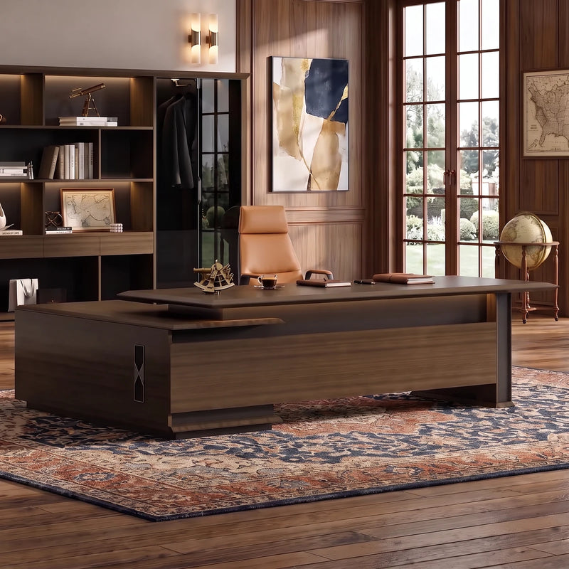 Milner desk, other return, in a walnut-paneled partner's office