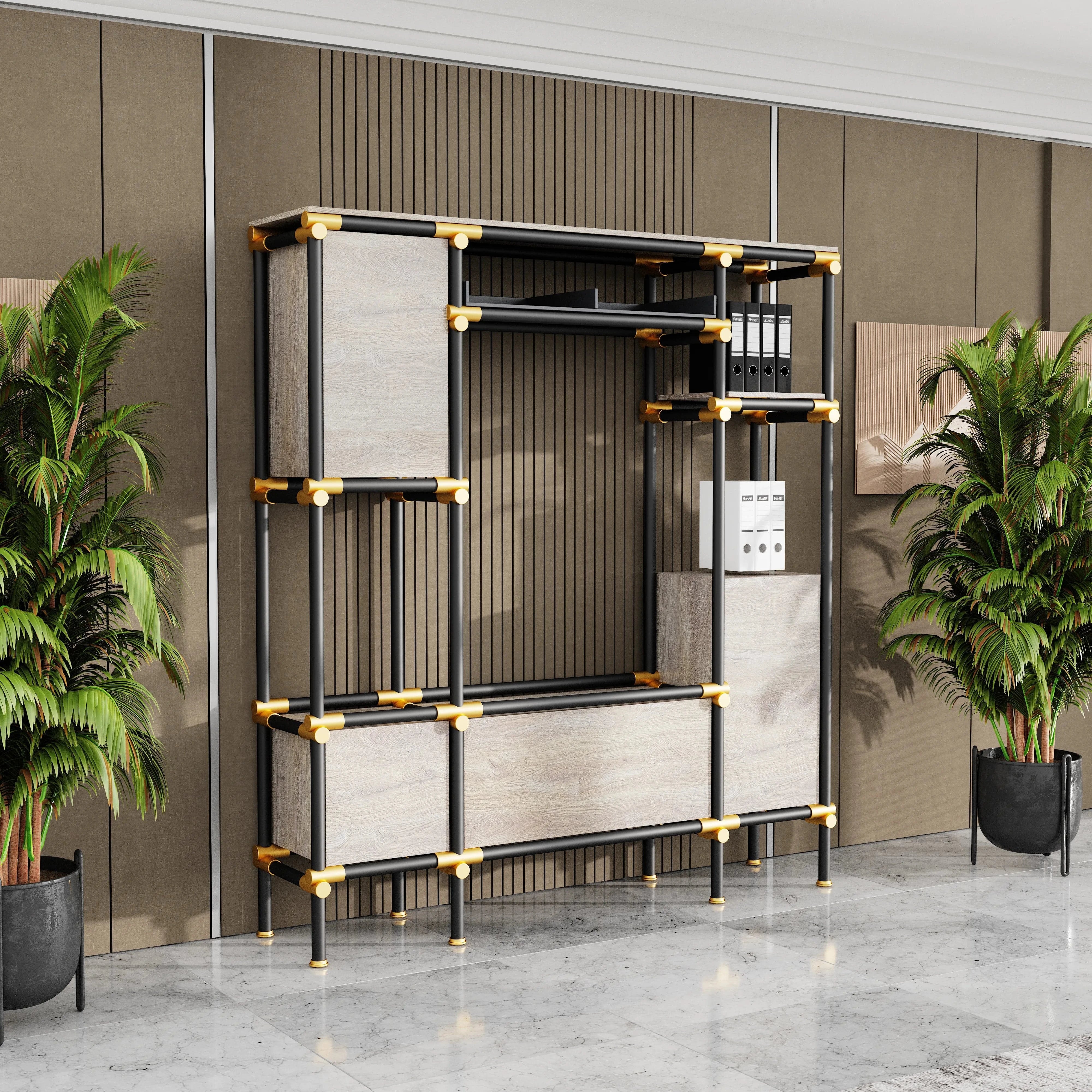 Nathaniel · 71″W Open Display Office Shelves & Storage