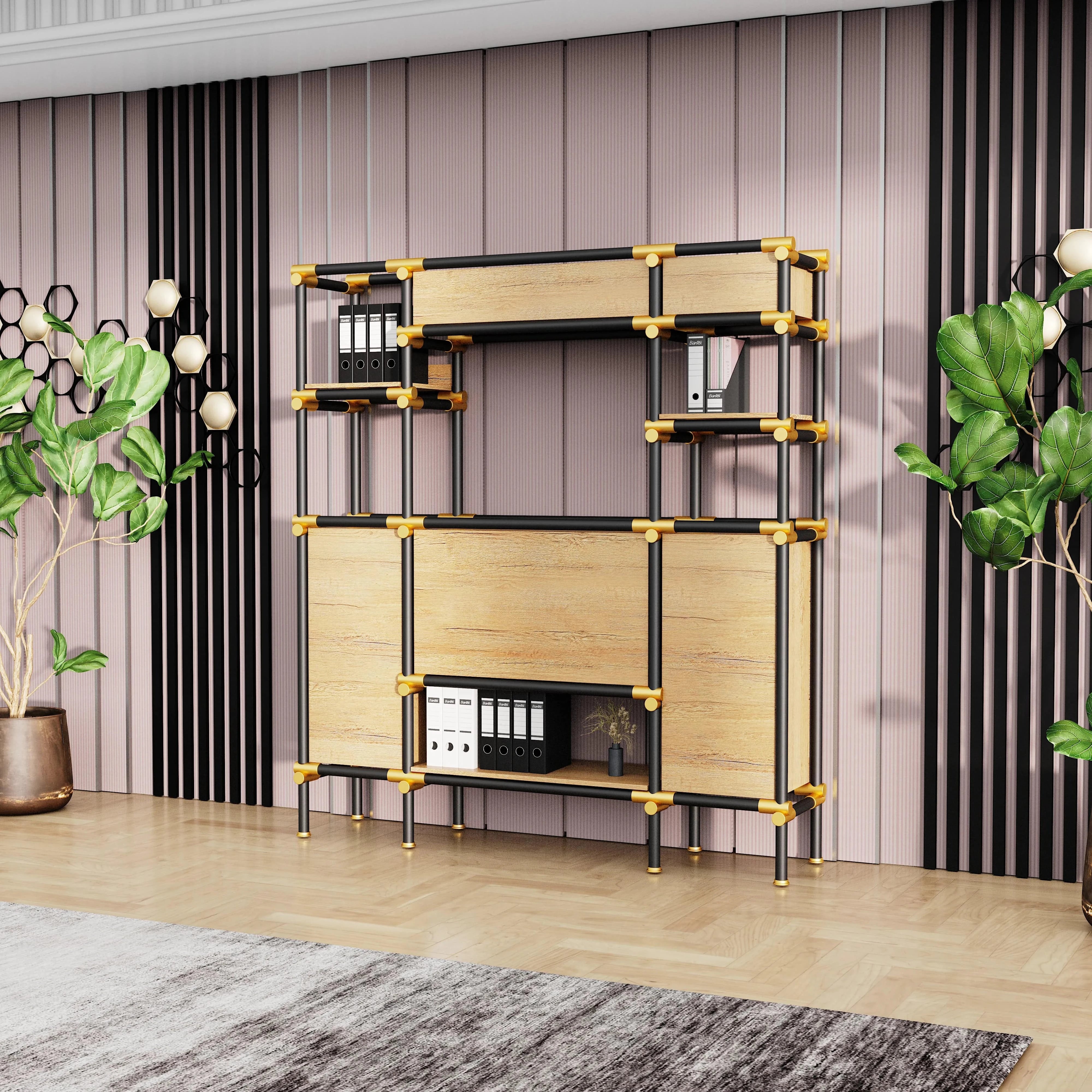 Nathaniel · 71″W Open Display Office Shelves & Storage